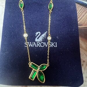 Swarovski Green and Gold Necklace